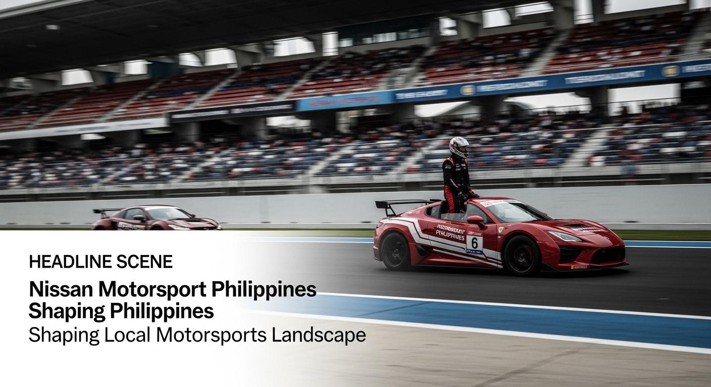 Nissan race car and team on a Philippine circuit during a motorsport event