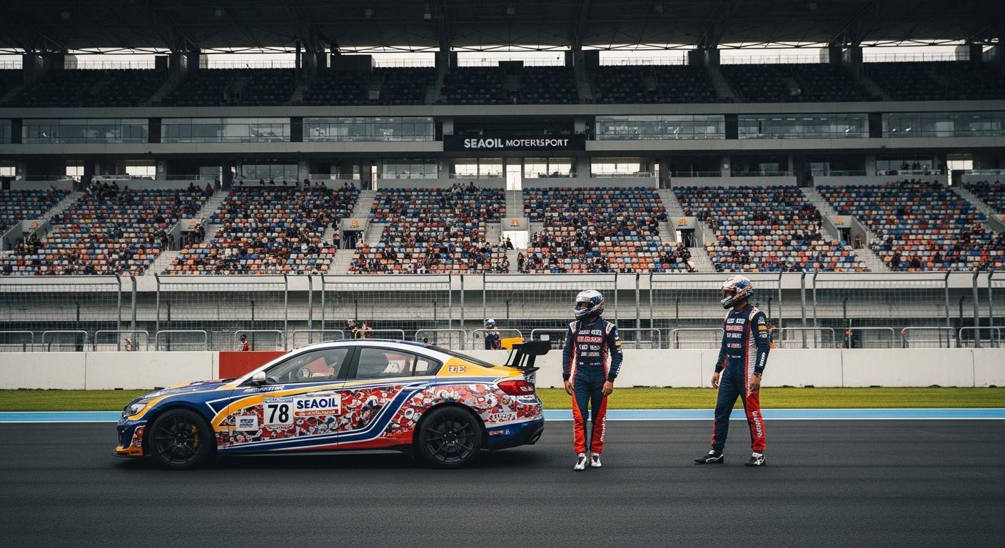 Philippine race track scene featuring a Tamaraw car with Seaoil branding
