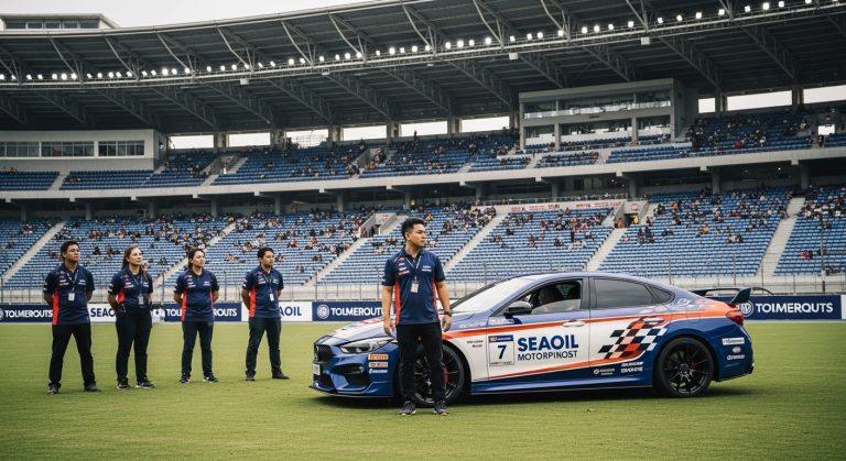 Philippine race track scene featuring a Tamaraw car with Seaoil branding