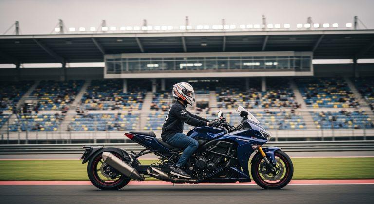 Racing cars on a Philippine track at dusk with palm trees in the background and a national motif on the pit wall.