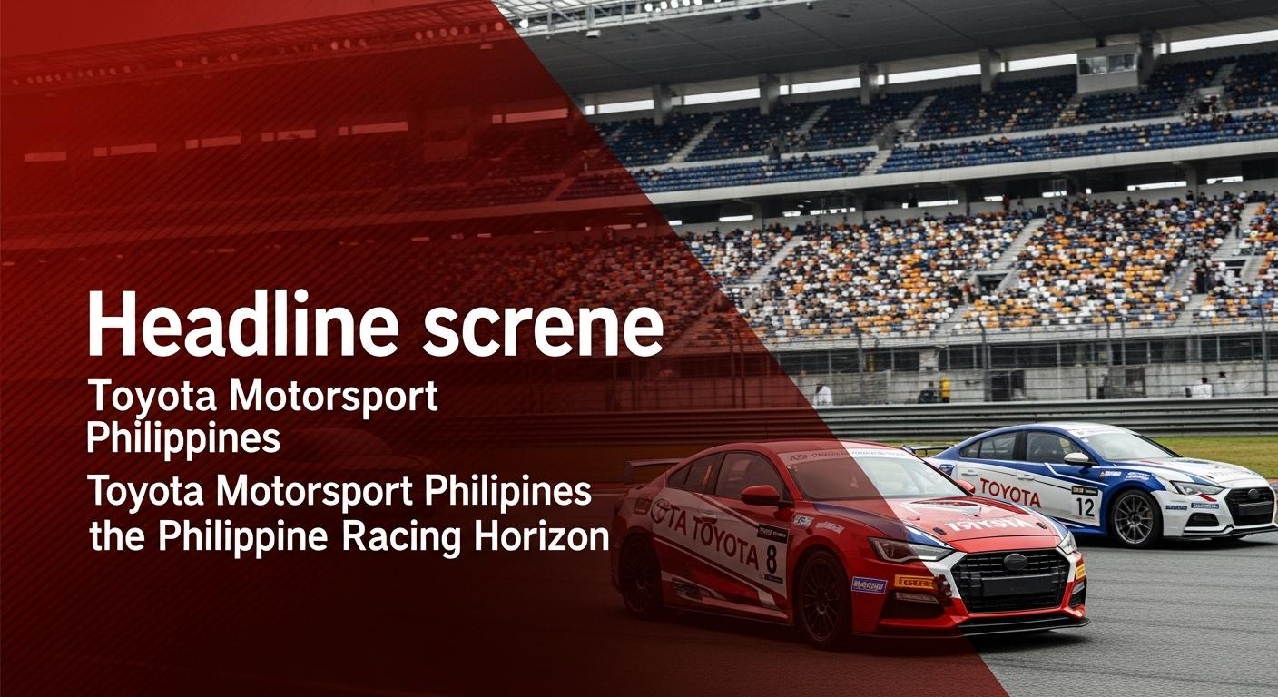 Toyota-branded race car on a Manila street circuit at dusk with city lights.