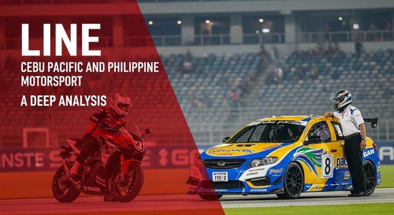 Cebu Pacific aircraft near a motorsport track with fans and banners.