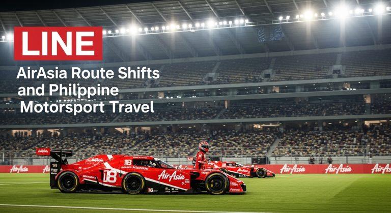 Graphic depicting AirAsia route changes affecting Philippine motorsport travel to Australia.