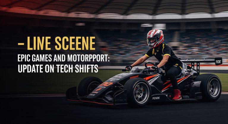 Motorsport event in the Philippines with digital overlays representing app ecosystem shifts and Epic Games involvement.