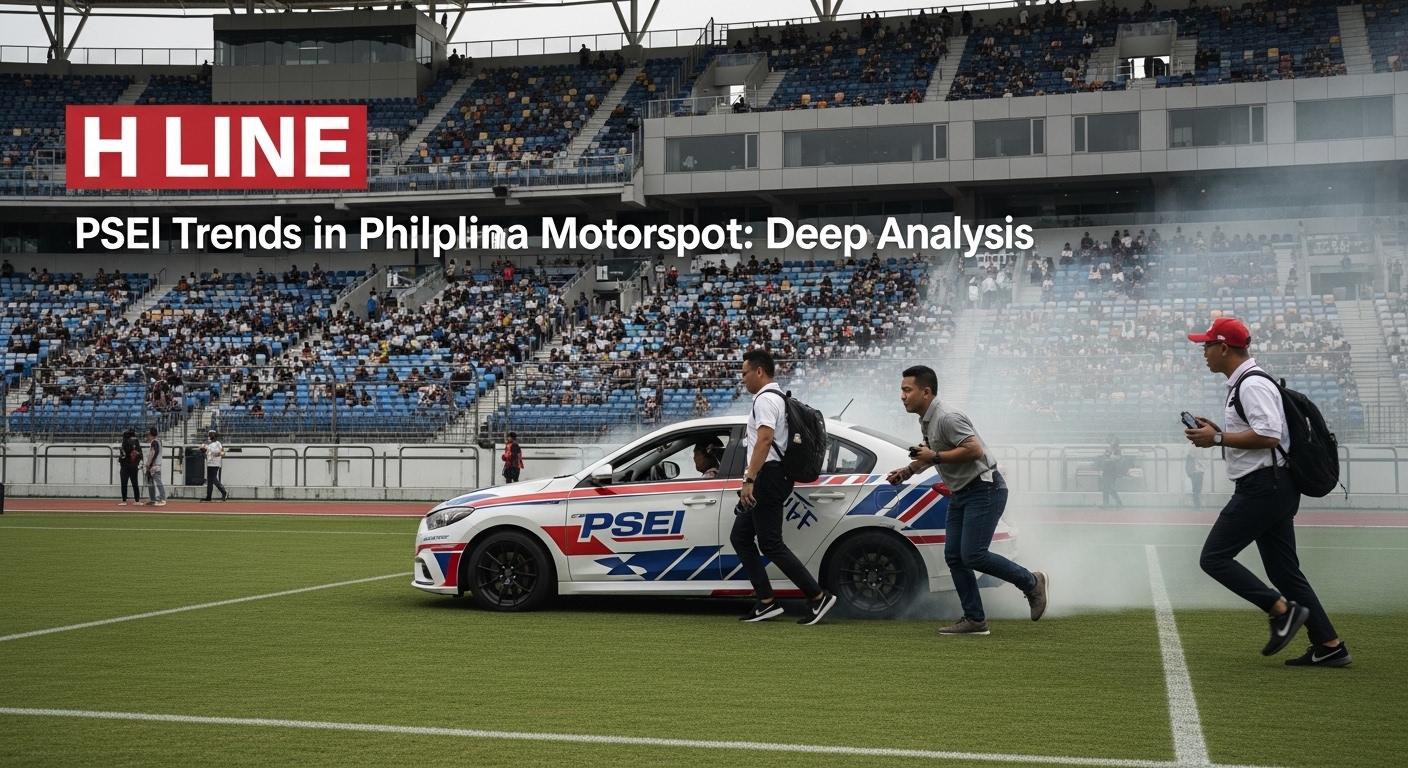 Stock market chart over a Philippine motorsport track showing PSEi trends.