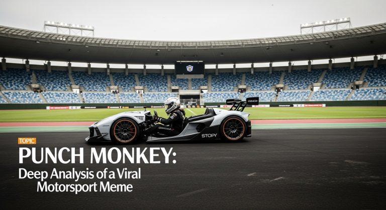 Illustration of a monkey performing a punch gesture toward a racing car in a Philippine motorsport context