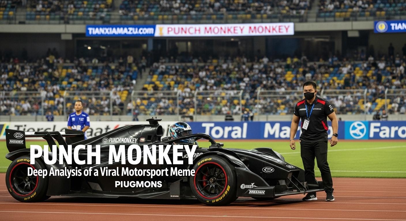 Illustration of a monkey performing a punch gesture toward a racing car in a Philippine motorsport context