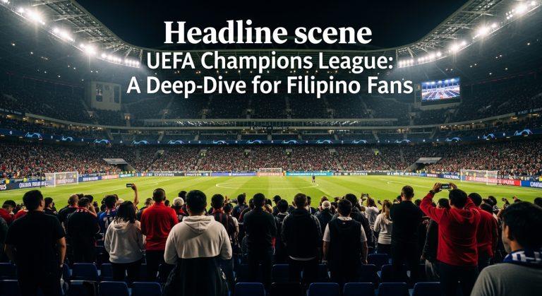 Crowd gathered at a stadium watching UEFA Champions League match in the Philippines